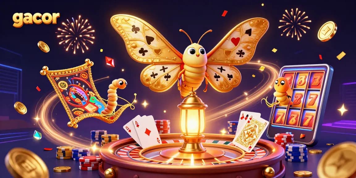 Spin and win with gacor slots, featuring vibrant casino elements and celebratory atmosphere.