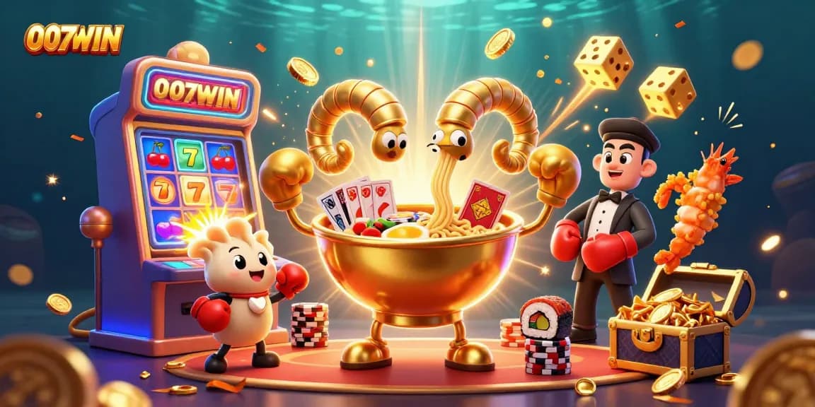 Experience thrilling gambling action at 007WIN with animated casino characters and vibrant game elements.