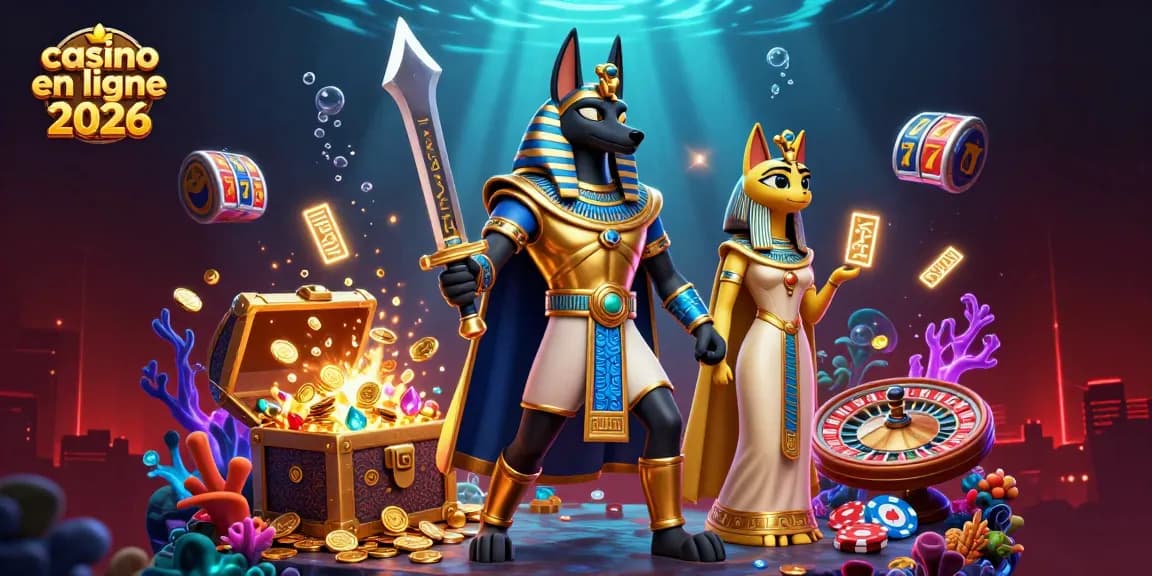 Immersion dans les machines à sous et l'univers des casinos en ligne 2026 avec Anubis et Bastet.