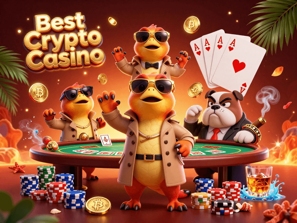 Enjoy thrilling action at the Best Crypto Casino with raptors and a bulldog in a dynamic scene.