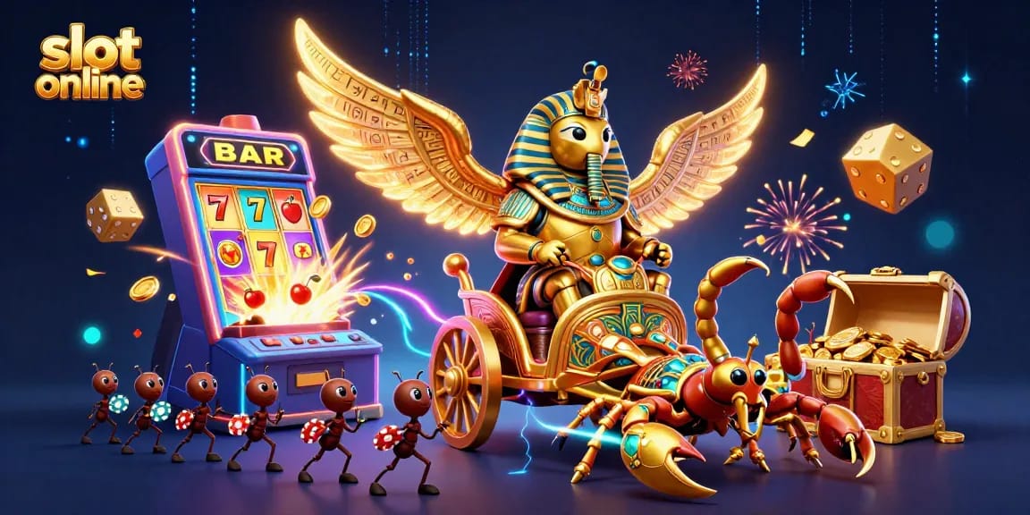 Menangkan jackpot di slot online dengan gambar slot mewah dan simbol berkilauan.
