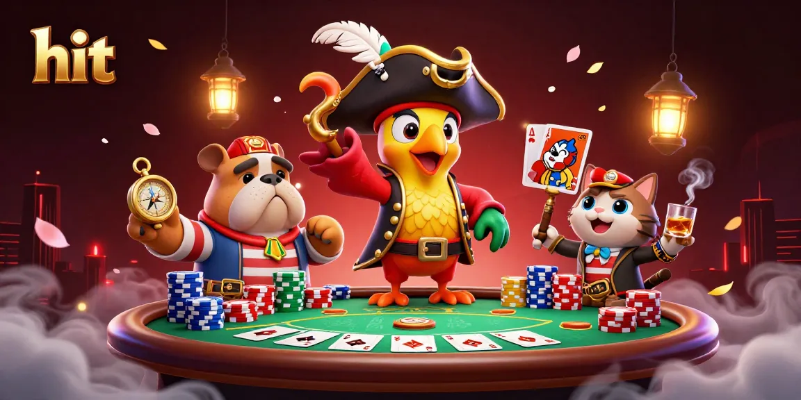 Engage in thrilling poker action at Hit Club with a charismatic pirate captain and friends.