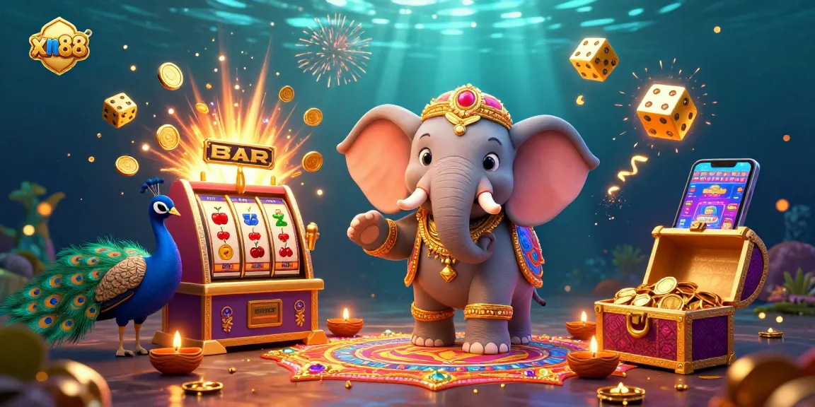 Experience thrilling jackpots with xn88's dynamic casino scene featuring slot machines and colorful symbols.