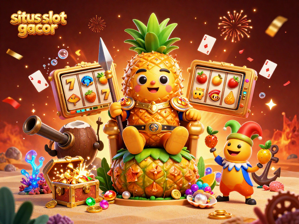 Experience the excitement of situs slot gacor with vibrant characters and dynamic casino elements in an ultra-detailed 3D illustration.