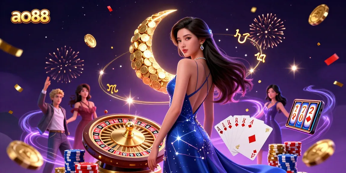 Experience the thrill of ao88 with glamorous casino elements in a captivating 3D scene.