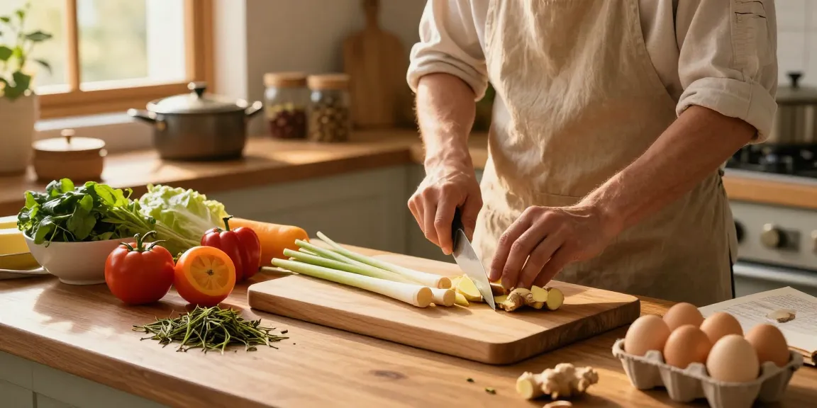 Ginger and lemongrass preparation for nutritious dishes using สล็อตเว็บตรง ingredients in a cozy kitchen.