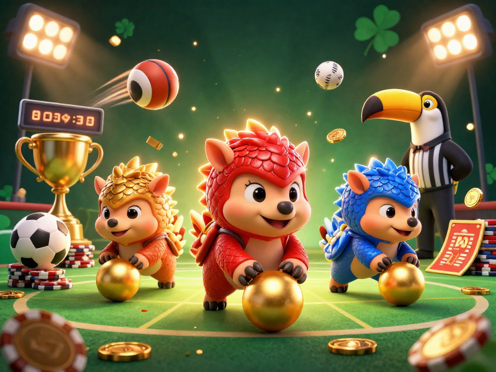 Experience thrilling bowling action with Sunwin's rival pangolins rolling golden balls through poker chips.