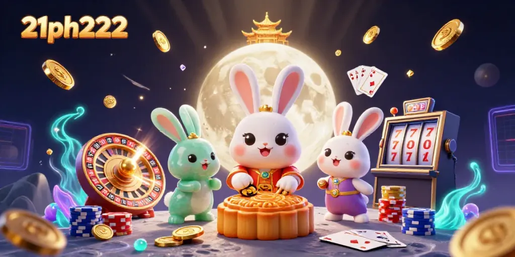 Engage with 21ph222 by playing vibrant casino games featuring a rabbit and moon theme.
