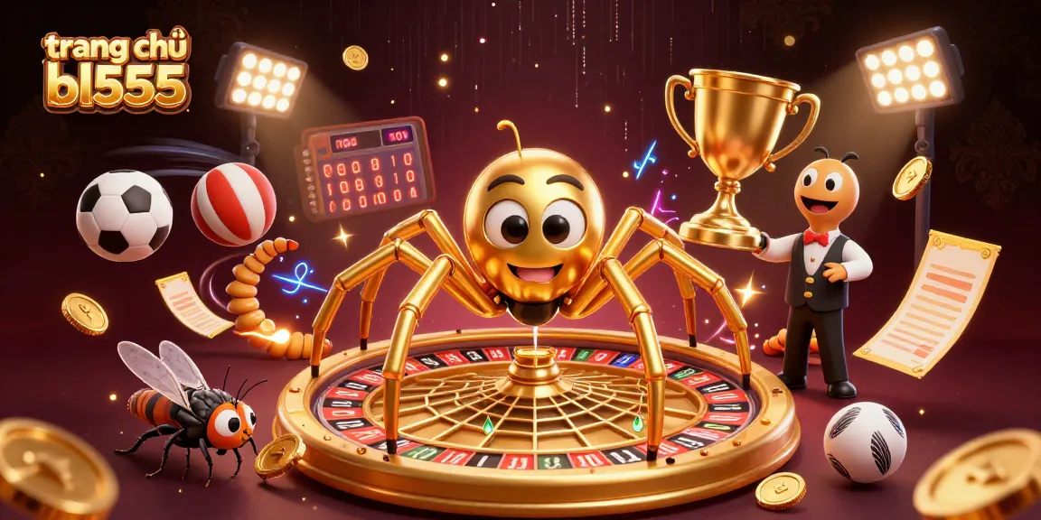 Experience the excitement of bets on trang chủ bl555 with a dynamic roulette scene featuring a spider and sports elements.