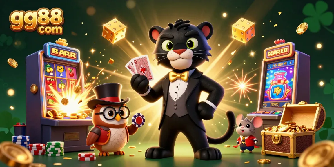 Players engage with exciting games at gg88 com, featuring lively characters and vibrant casino elements.