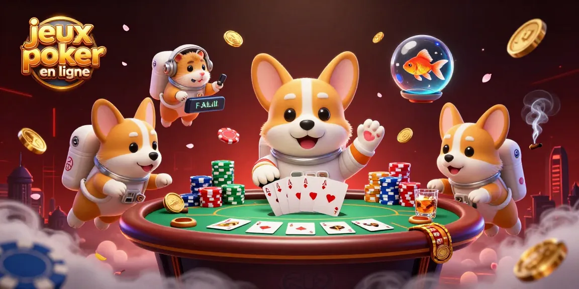 jouez des jeux poker en ligne avec des personnages amusants dans un décor de casino spatial