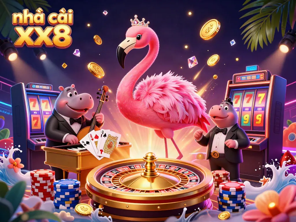 Experience the exciting world of nhà cái xx8 with vibrant casino characters amidst dynamic game elements.