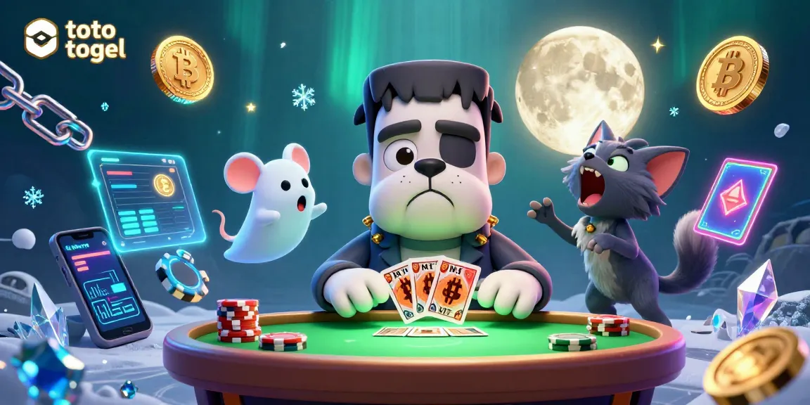 Engage in thrilling toto togel action with fun characters and digital elements at a virtual casino.