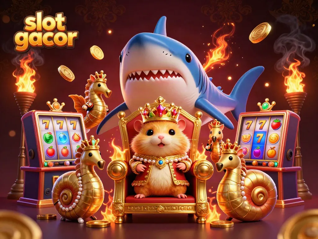 Experience thrilling slots and jackpots with the vibrant royal hamster king in a dynamic casino scene - slot gacor.