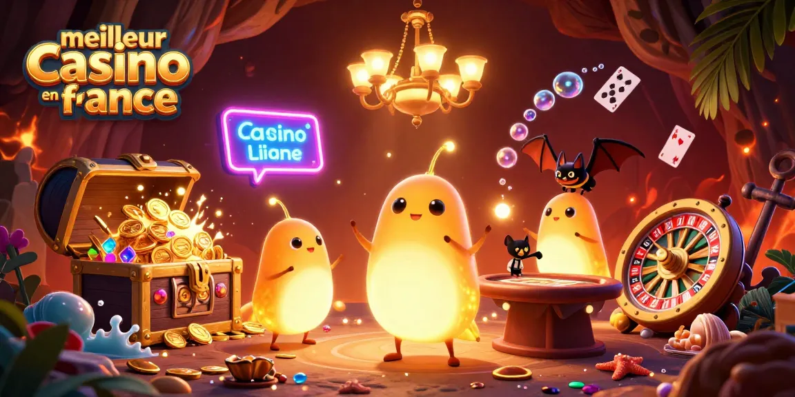 Une scène dynamique de casino en ligne illuminée par les vers luisants, représentant le meilleur casino en ligne france.