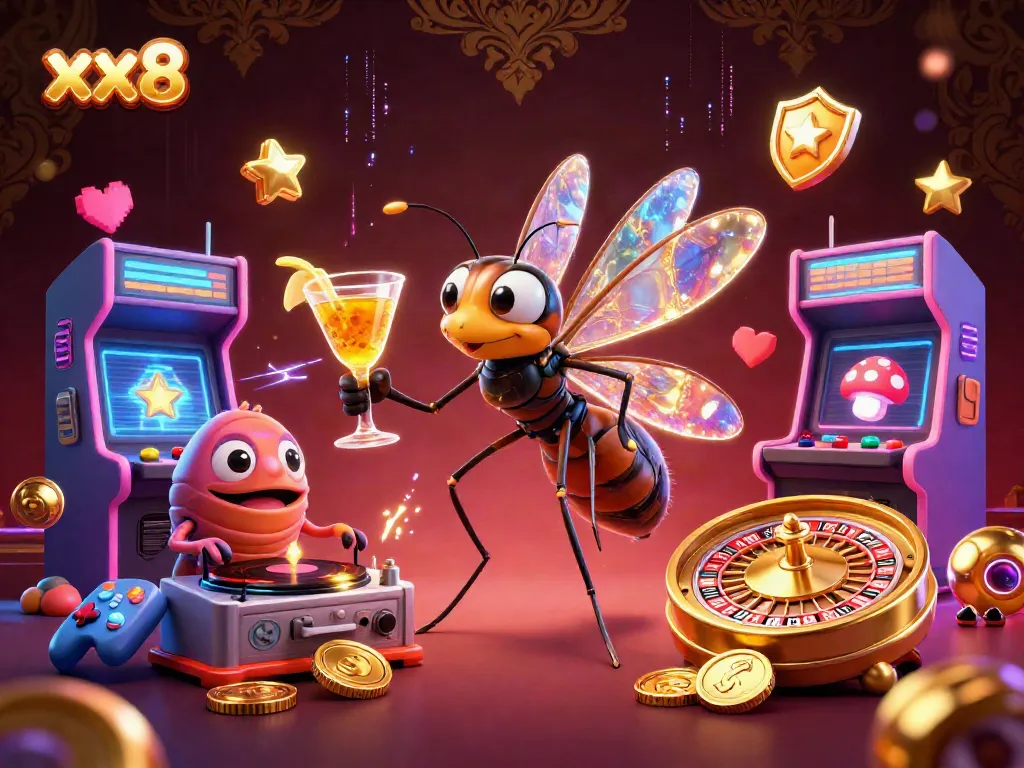 Play the thrilling games at xx8, featuring a unique casino mascot and dynamic gaming elements.