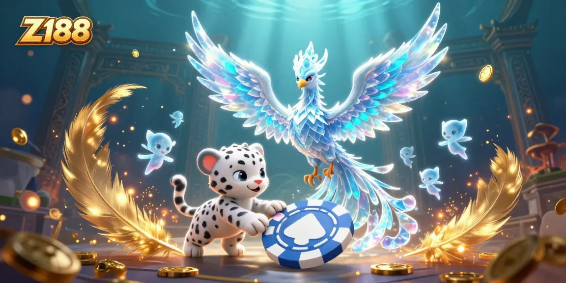 Z188 offers thrilling gaming excitement with a vibrant scene of colorful characters and casino elements.
