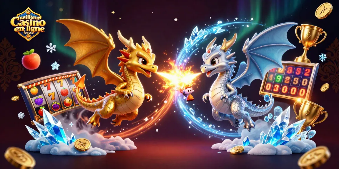 Découvrez l'univers du meilleur casino en ligne France avec une illustration captivante de dragons 3D.