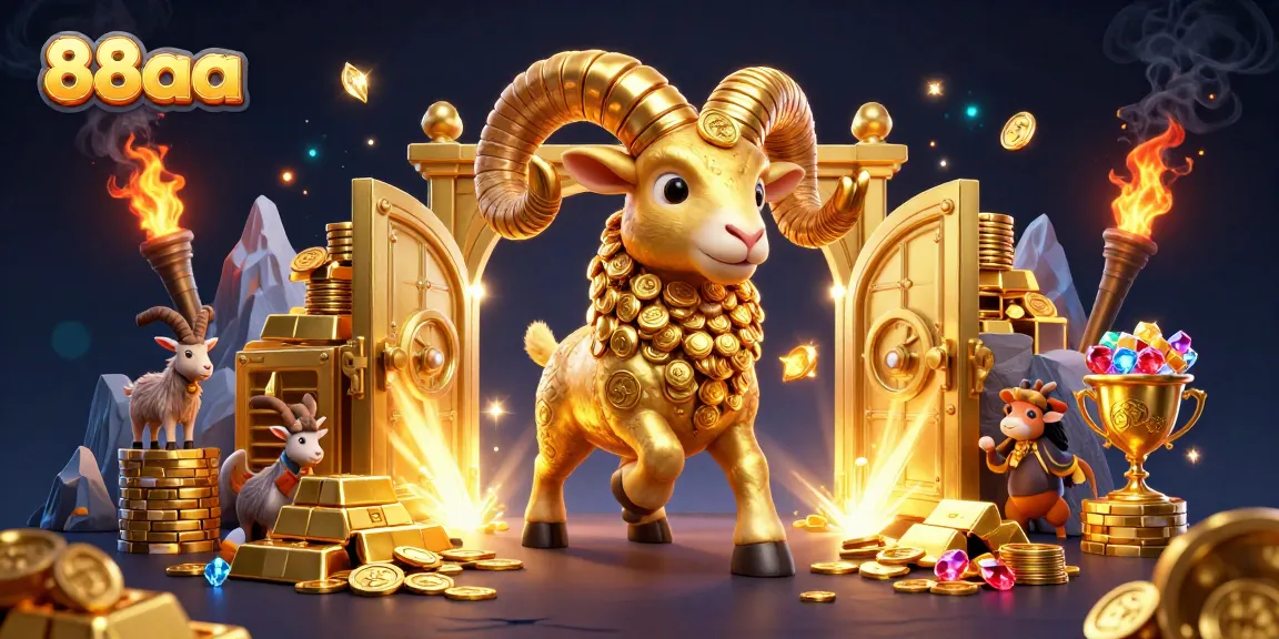 Experience the thrill of 88aa with massive golden ram charging through a treasure-filled vault.