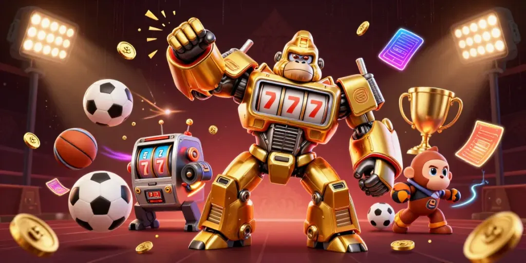 Join the action with this vibrant 3D scene showcasing a link slot and jackpot-winning elements in dynamic gameplay.