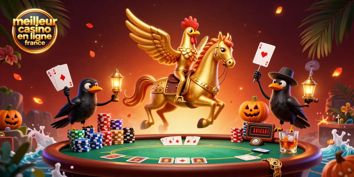Découvrez le meilleur casino en ligne France avec une scène dynamique de jeux de poker, illuminée par des lanternes dorées.