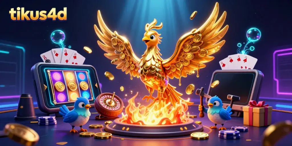 Experience thrilling gameplay with tikus4d as golden coins spill from a smartphone slot game, showcasing exciting online casino action.