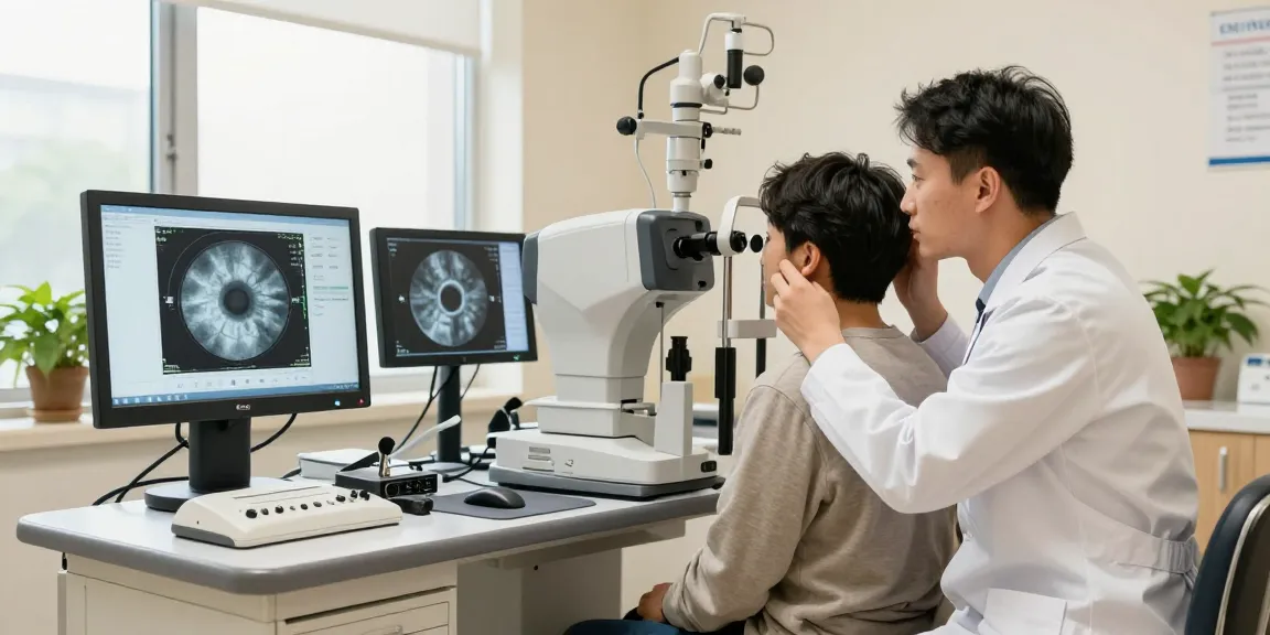 全飞秒 vision correction consultation at modern eye clinic.