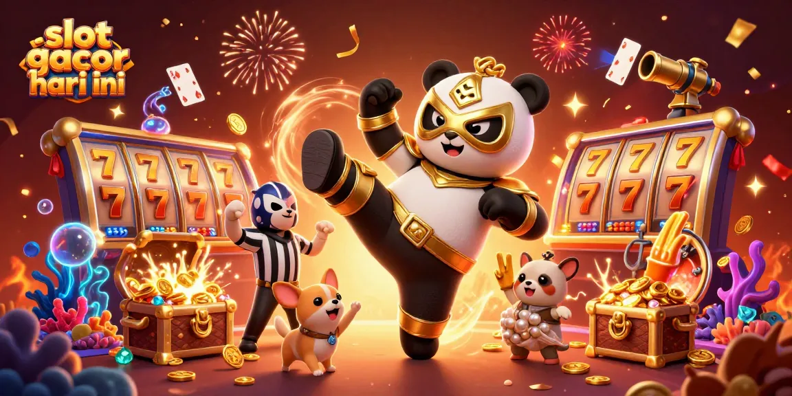 Experience thrilling gameplay with slot gacor hari ini, showcasing a dynamic wrestling scene amidst casino elements.