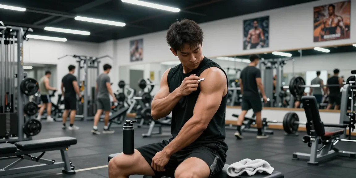 Athlete preparing for workout with Astera Shop products in a modern gym.
