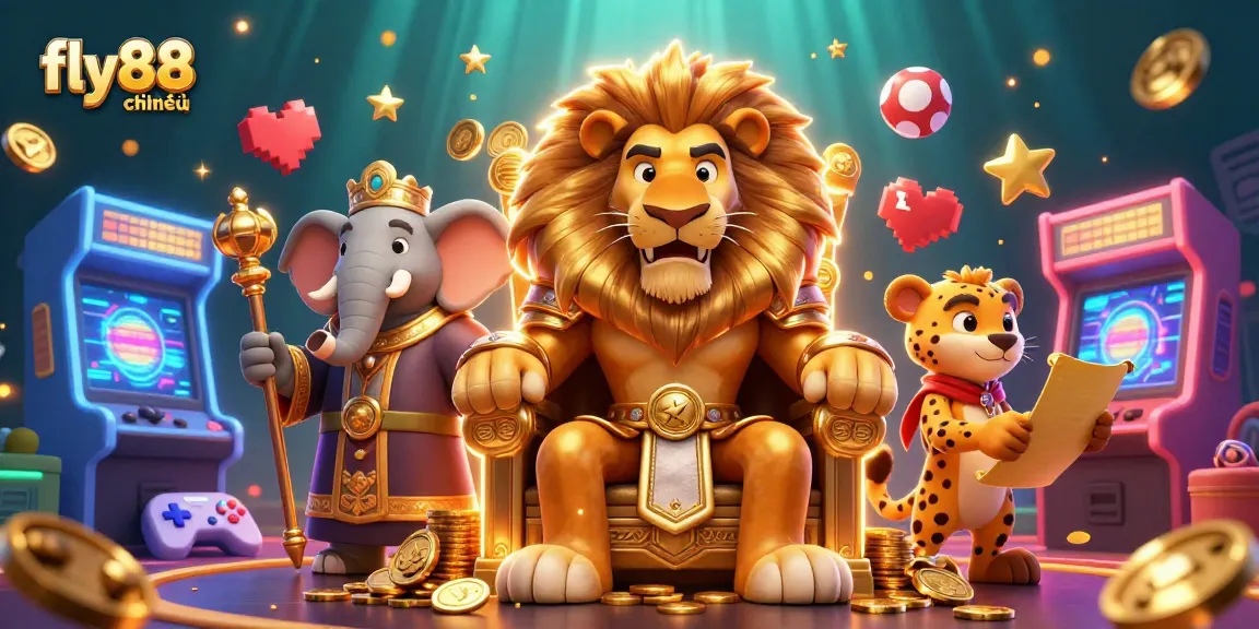 Join the royal adventure at fly88 chính thức with vibrant gaming elements and a majestic scene.