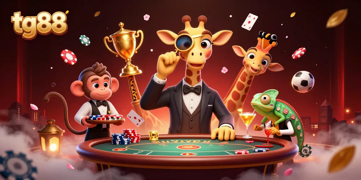 Join tg88 for thrilling casino action with a high-roller giraffe, packed with vibrant gaming elements.