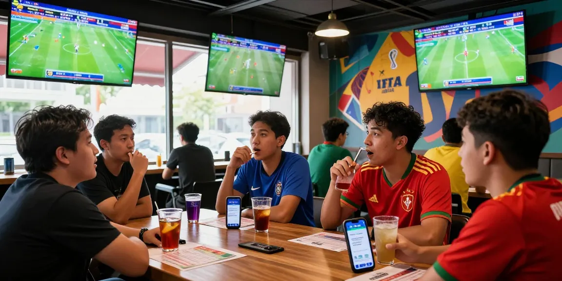 Gacor25 fans enjoying the World Cup betting experience in a lively sports bar.