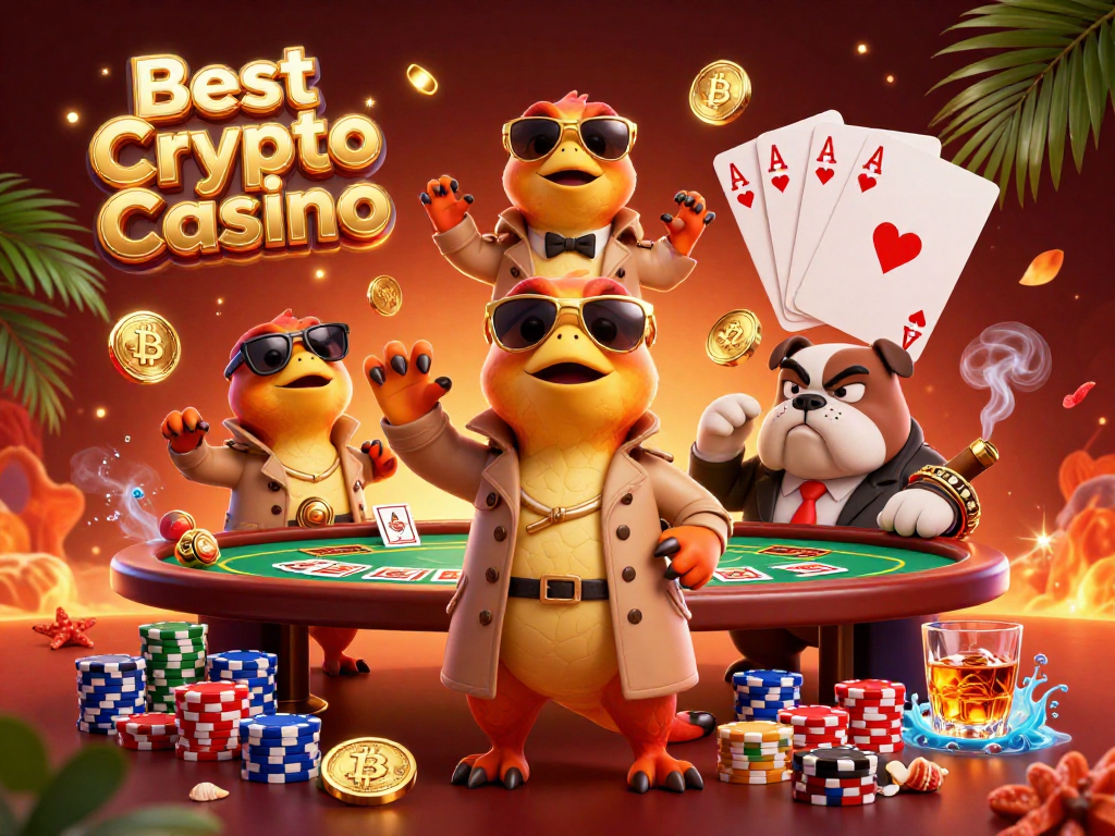 Enjoy thrilling action at the Best Crypto Casino with raptors and a bulldog in a dynamic scene.
