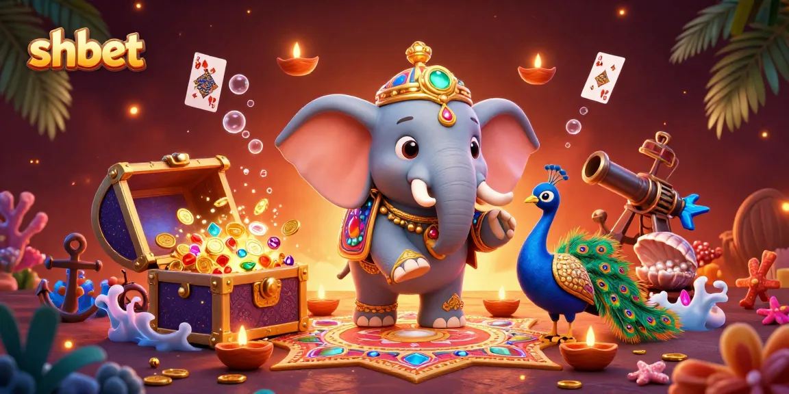 Experience the thrill of shbet with vibrant casino-themed 3D illustration featuring Diwali elements.