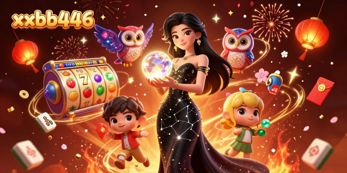Experience thrilling gameplay at xxbb446 casino with this vibrant 3D scene showcasing slots and mystical elements.