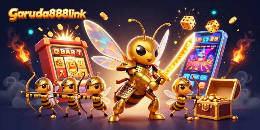 Experience thrilling wins with garuda888link in this vibrant 3D casino scene bursting with action and excitement.