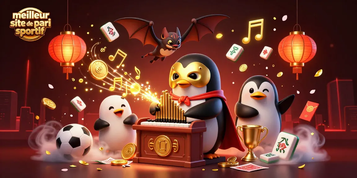 Visualisez le meilleur site de pari sportif à travers une illustration dynamique de casino, avec une mascotte captivante.