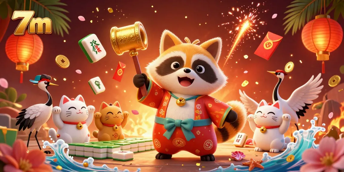 Engage with the vibrant world of 7m casino gaming featuring cheerful characters, lucky symbols, and a colorful festival atmosphere.