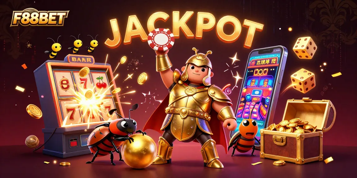 Experience the excitement of F88BET's jackpot with vibrant 3D characters celebrating a big win!