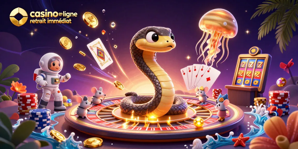 Visualisez le casino en ligne retrait immédiat avec un serpent Saturne et des astronautes jouant.