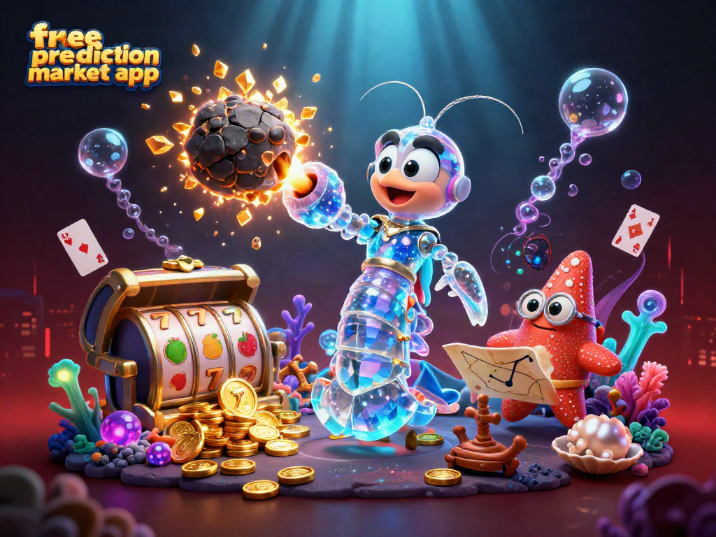 Engage with the free prediction market app as a galactic mantis shrimp breaks asteroids for treasure.