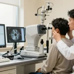 全飞秒 vision correction consultation at modern eye clinic.