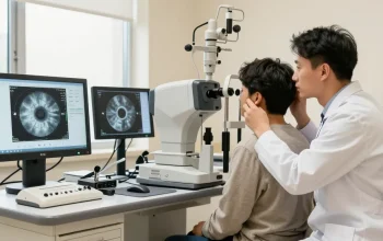 全飞秒 vision correction consultation at modern eye clinic.