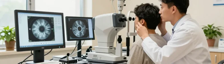 全飞秒 vision correction consultation at modern eye clinic.