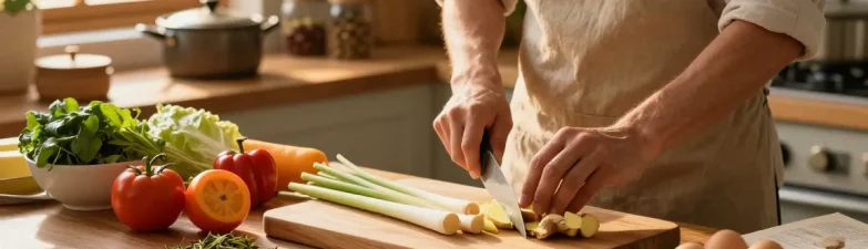 Ginger and lemongrass preparation for nutritious dishes using สล็อตเว็บตรง ingredients in a cozy kitchen.