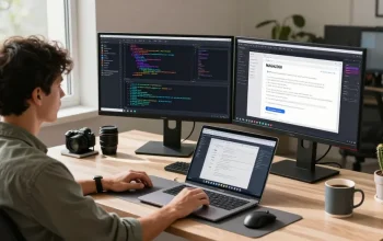 Developer focused on NAGA2000 application debugging in modern tech workspace.
